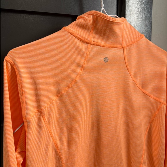Tangerine Quarter Zip Striped Orange Top Long Sleeve Women’s Medium - Picture 4 of 10